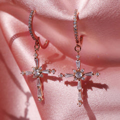 Y2K Earrings in the form of large crosses with stones