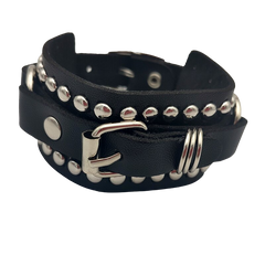 Grunge leather bracelet with buttons