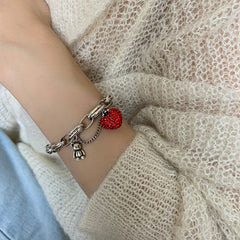 Thick Chain Strawberry Zircon Bracelet