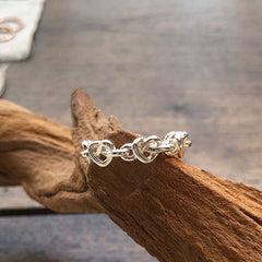 Sparkling Weave Texture Love Heart Rings