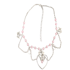 Fairycore necklace with pink beads