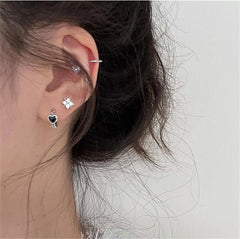Black heart preppy earrings