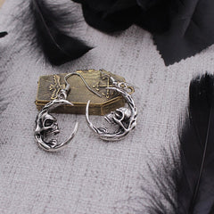 Vintage gothic skull moon earrings