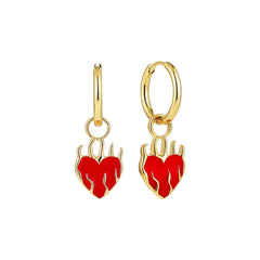 Red heart punk earrings