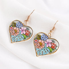 Vintage flower heart earrings