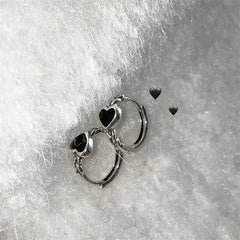 Black heart preppy earrings