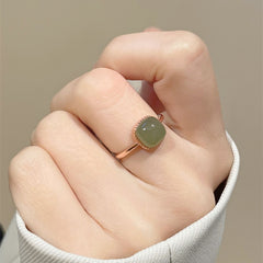 Artificial Jade Crystal Square Ring