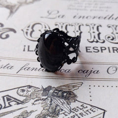 Gothic ring with red vampire crystal