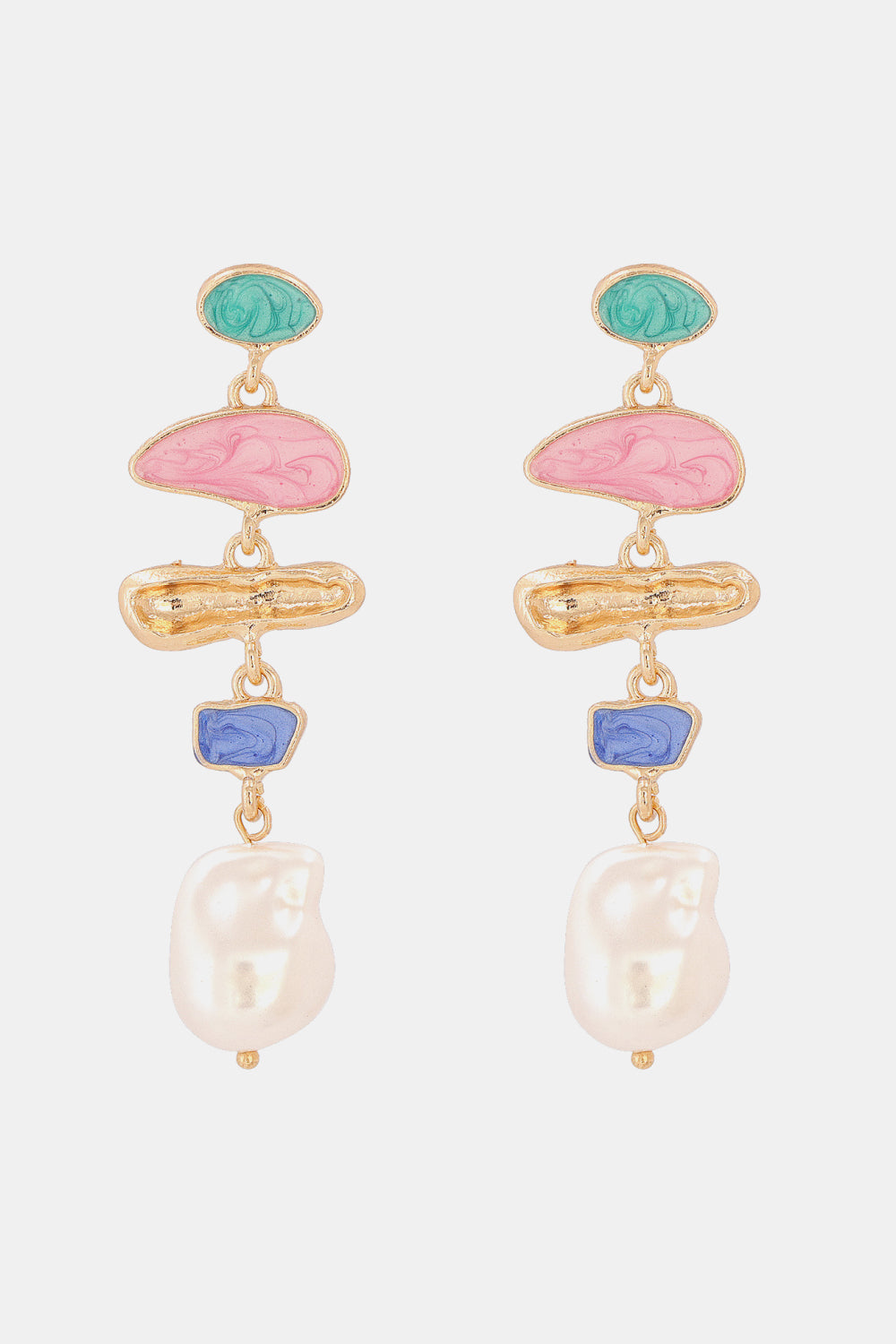 Abnormal Shape Zinc Alloy Synthetic Pearl Dangle Earrings