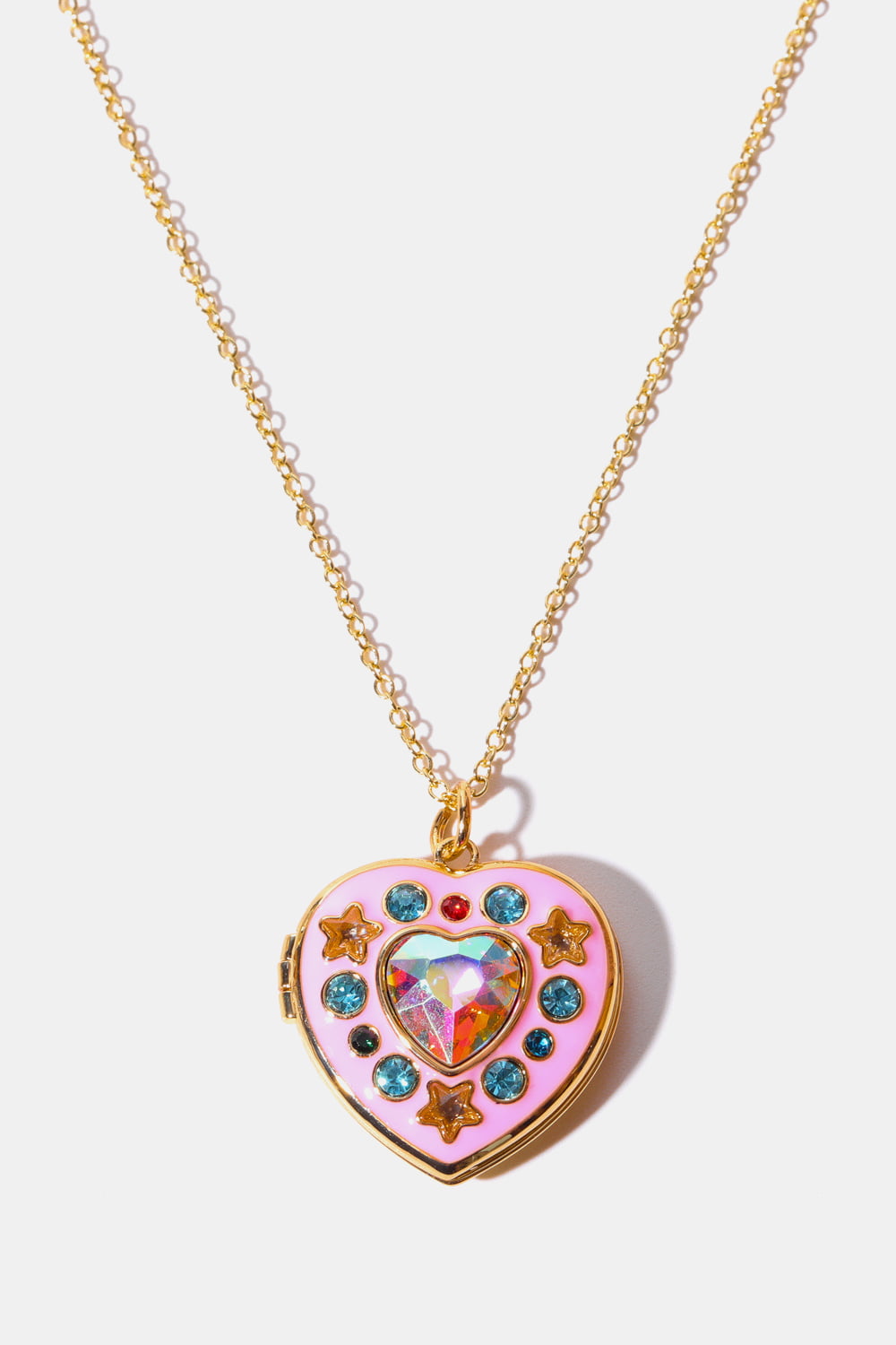 Collier avec pendentif en forme de cœur et strass
