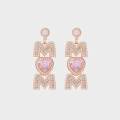 MOM Pearl Rhinestone Alloy Earrings