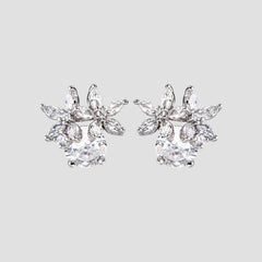 Zircon 925 Sterling Silver Flower Stud Earrings