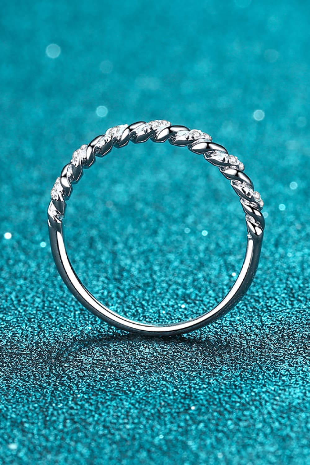 Moissanite Rhodium-Plated Half-Eternity Ring