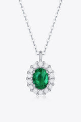 1.5 Carat Lab-Grown Emerald 925 Sterling Silver Necklace