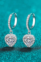 Moissanite Heart-Shaped Drop Earrings