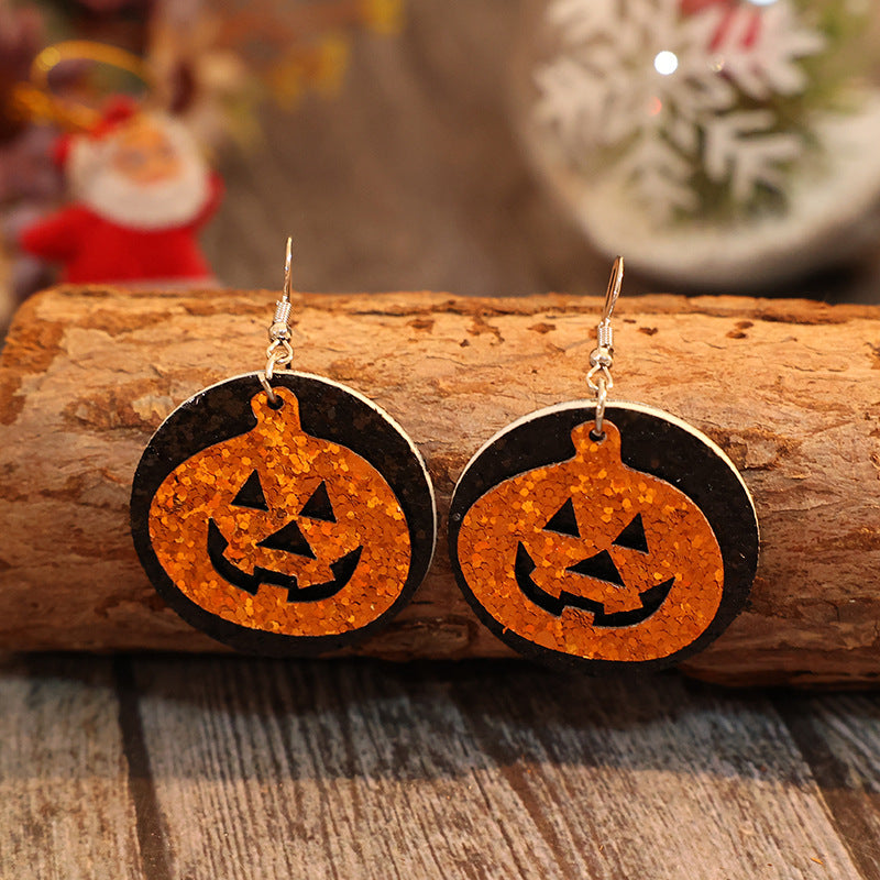 PU Leather Pumpkin Earrings