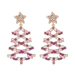 Christmas Tree Rhinestone Alloy Earrings