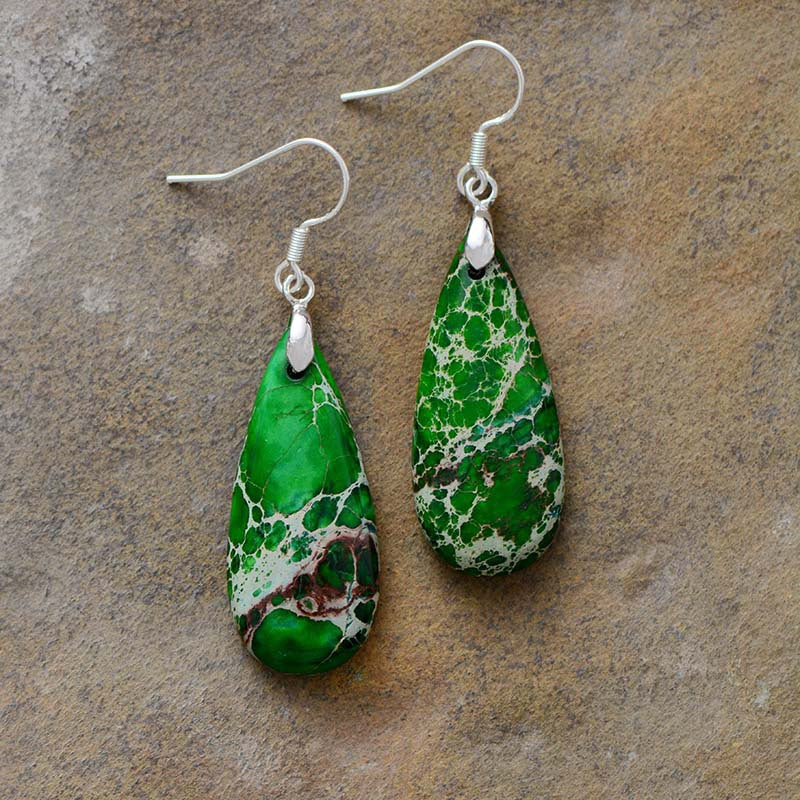 Natural Stone Copper Teardrop Earrings