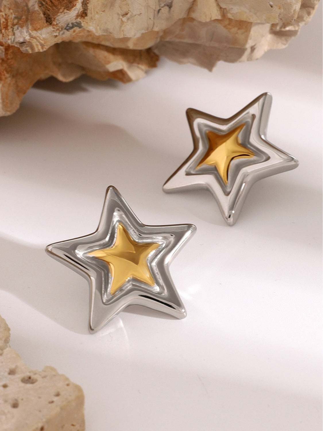 Stainless Steel Star Stud Earrings