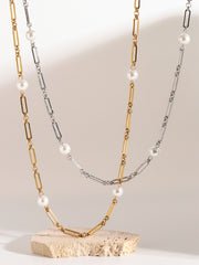 Stainless Steel Pearl Chain Necklace