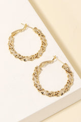 Fame Double Twist Chain Latch Hoop Earrings