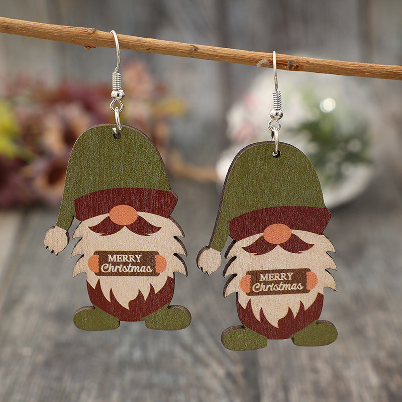 Wooden Gnome Dangle Earrings