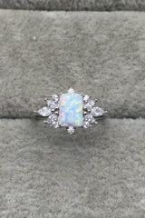 925 Sterling Silver Zircon and Opal Ring