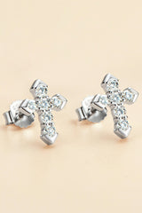 Moissanite Cross Stud Earrings