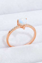 Natural Moonstone Heart 18K Rose Gold-Plated Ring