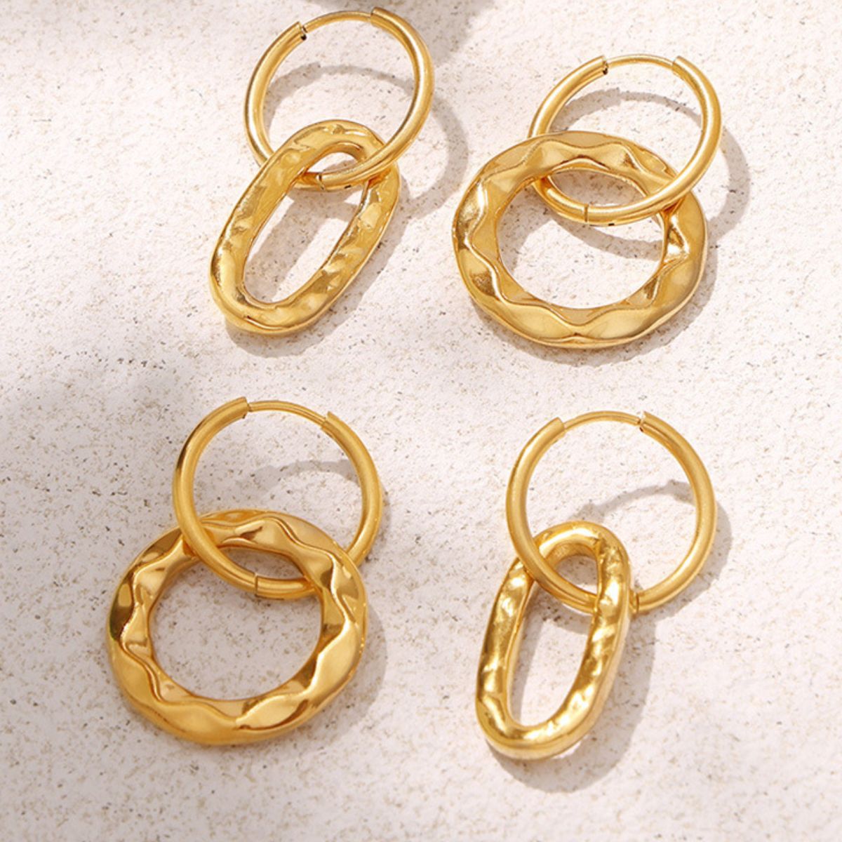 18K Gold-Plated Titanium Steel Annulus Earrings