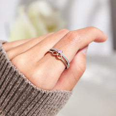 Heart Number 8 Zircon Double-Layered Ring