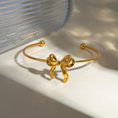 18K Gold-Plated Stainless Steel Bow Bracelet