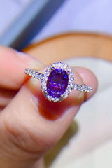 925 Sterling Silver 1 Carat Purple Moissanite Ring