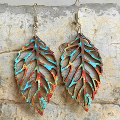 Leaf Shape Wooden Dangle Earrings