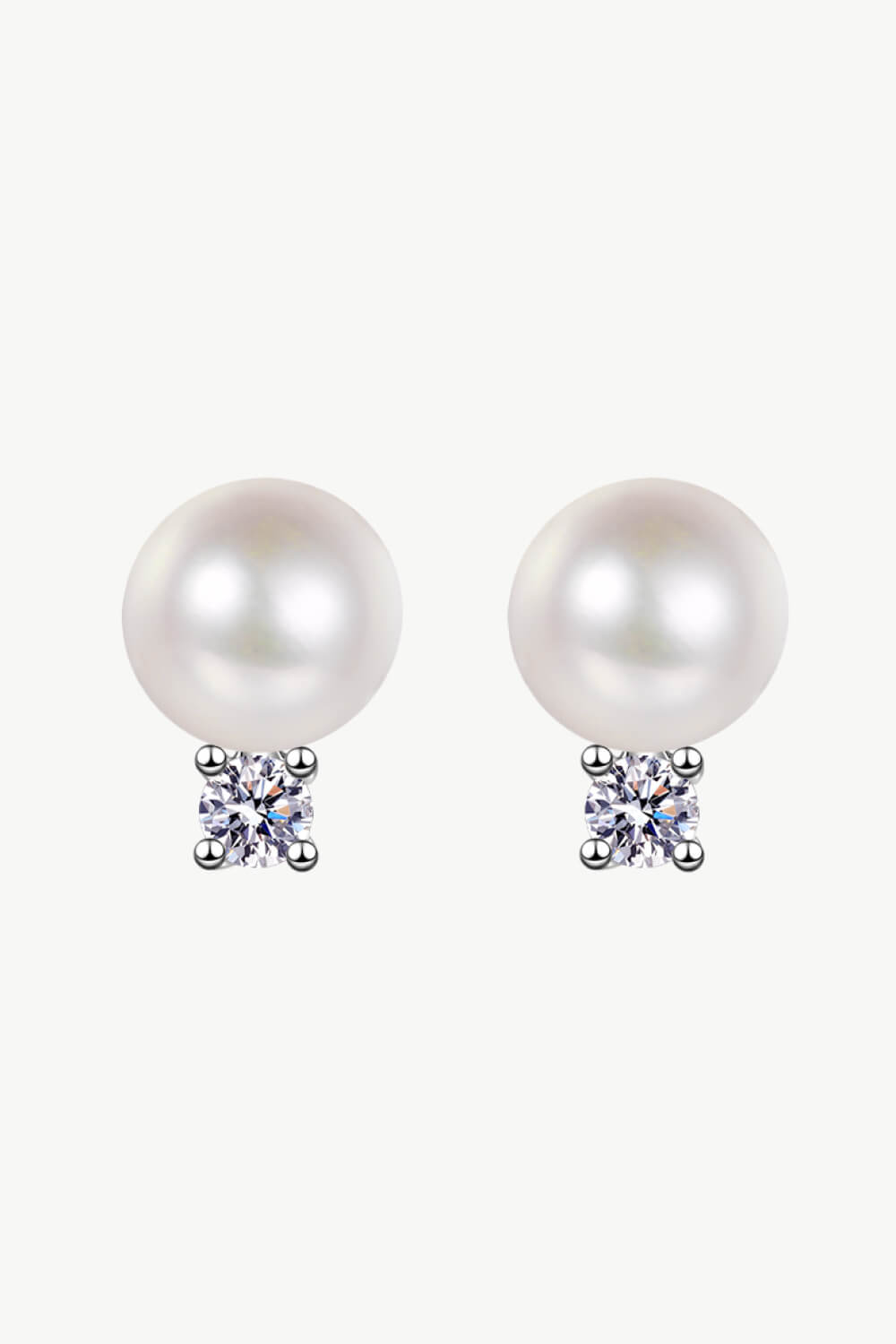 Moissanite Pearl Stud Earrings