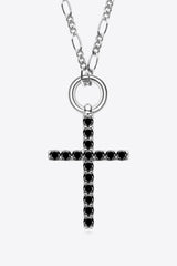 Moissanite Cross Pendant Platinum-Plated Necklace