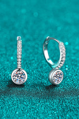 1 Carat Moissanite Rhodium-Plated Drop Earrings