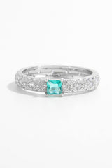 925 Sterling Silver Square Zircon Ring