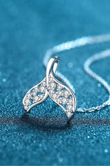 Moissanite Fishtail Pendant 925 Sterling Silver Necklace