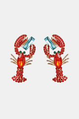 Lobster Shape Glass Stone Dangle Earrings