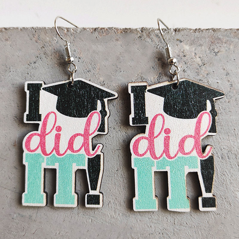 School Theme Wooden Dangle Earrings