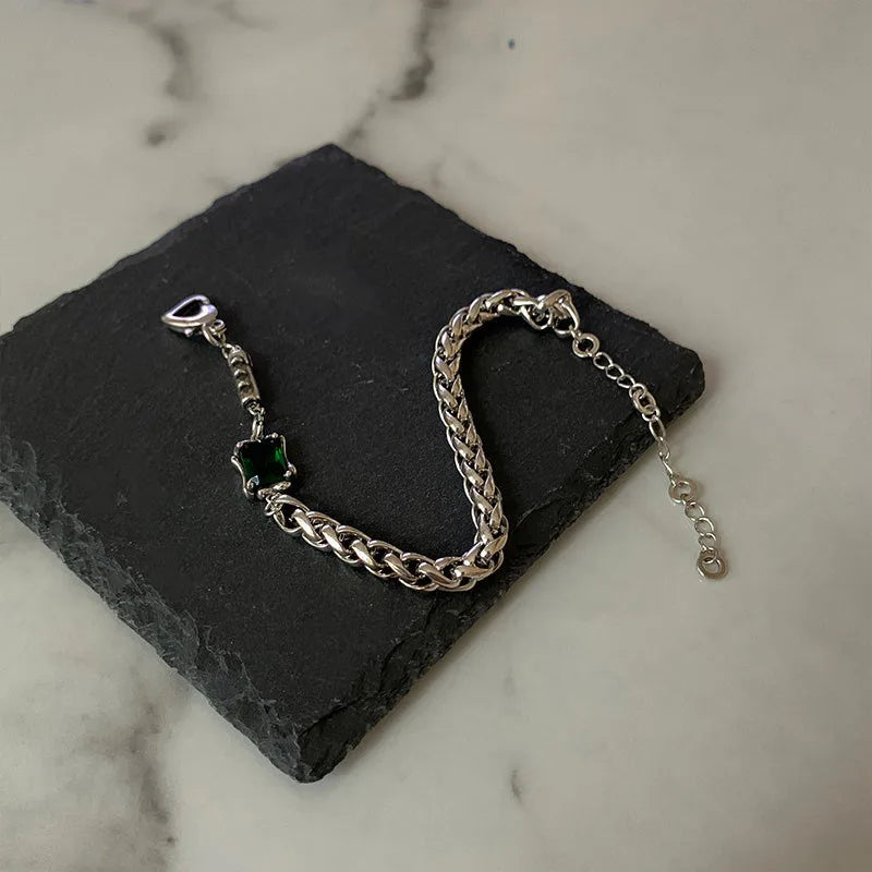 Emerald Enigma Chain Bracelet