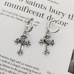 Antique Cross Crown Earrings