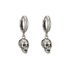 Skull Drop Silver Earrings