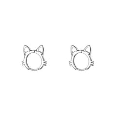 Cat Hoop Silver Earrings