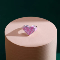 Pink Heart Silver Ring