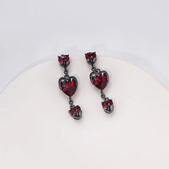 Zircon Heart Lava Earrings