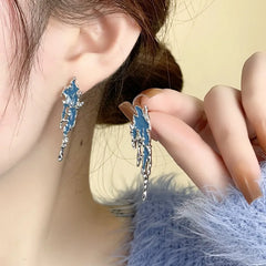 Blue Geometric Drop Earrings