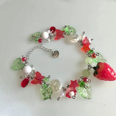 Y2K Strawberries Pearl Bracelet