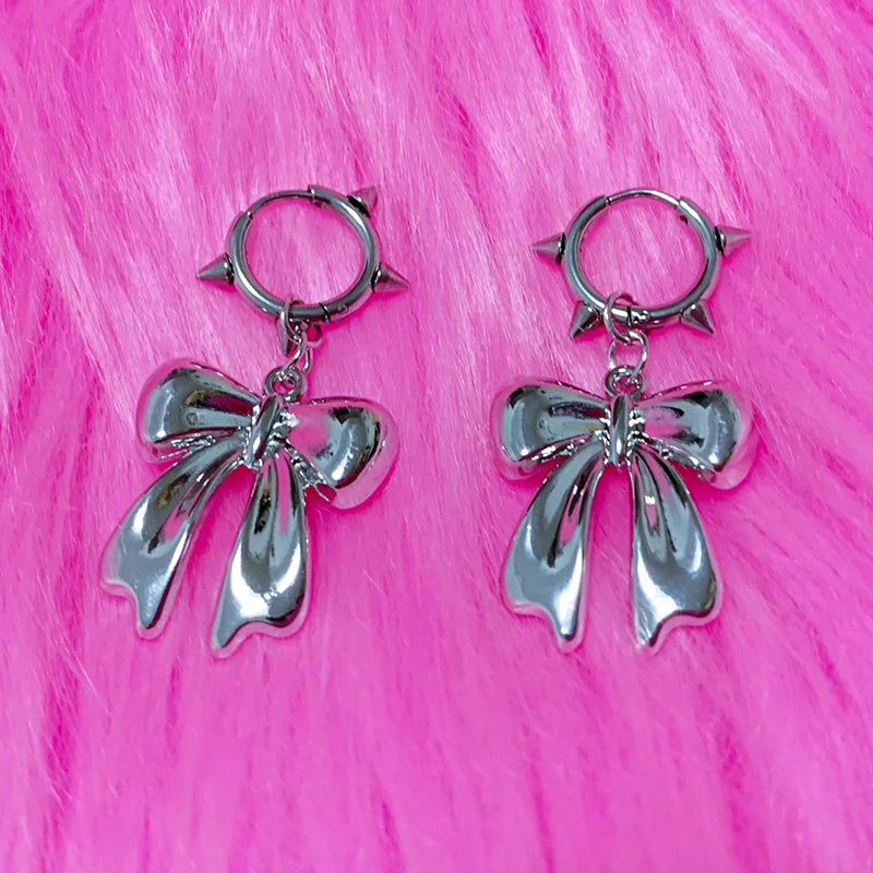 Gothic Gloss Bow Drops Earrings